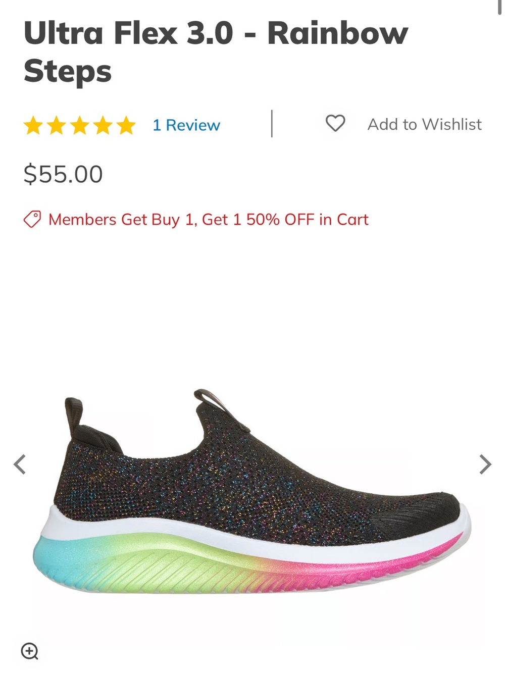 Skechers Kids Slip-On Sneakers in Black with Rainbow Sole
